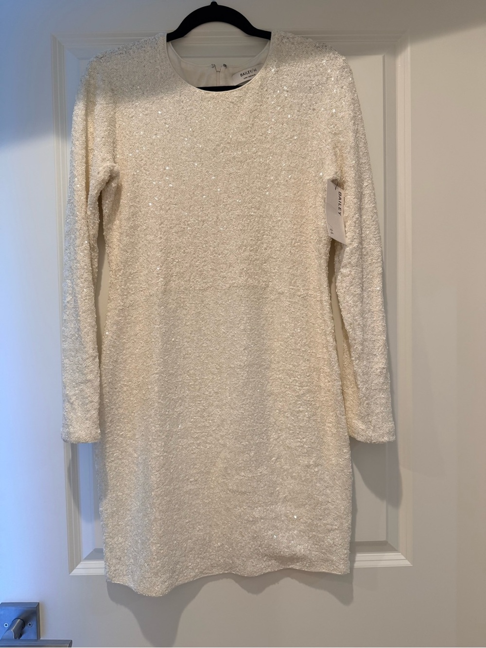 Bailey 44 Ivory Sequin Long-Sleeve Shift Dress